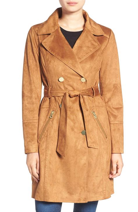 Guess Faux Suede Double Breasted Trench Coat Nordstrom Double