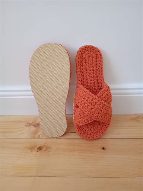Orange Comfy Slippers Handmade House Slippers Open Toe Etsy