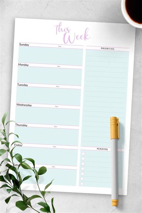 Weekly Planner Template Schedule Templates Aesthetic Planner Lists
