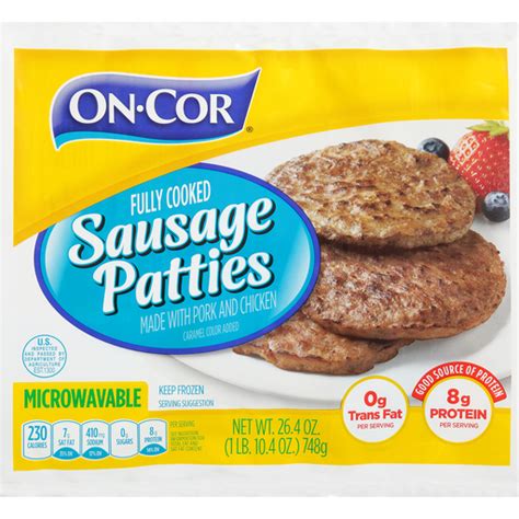 On Cor Fully Cooked Sausage Patties 264 Oz Bag Brats And Sausages