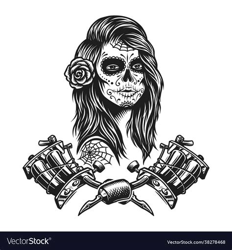 Vintage Monochrome Tattoo Template Royalty Free Vector Image
