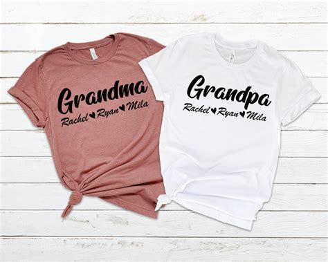 Grandma Grandpa Shirt With Grandkids Names Grandma Shirt Etsy