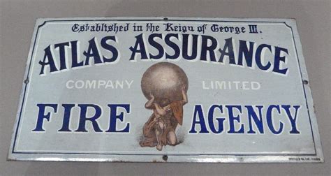 An Enamel Advertising Sign For Atlas Assurance Co Ltd Fire Agency 20