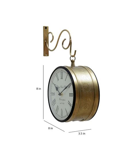 Buy Brass Finish Iron Double Sided Wall Clock Online Kraphy