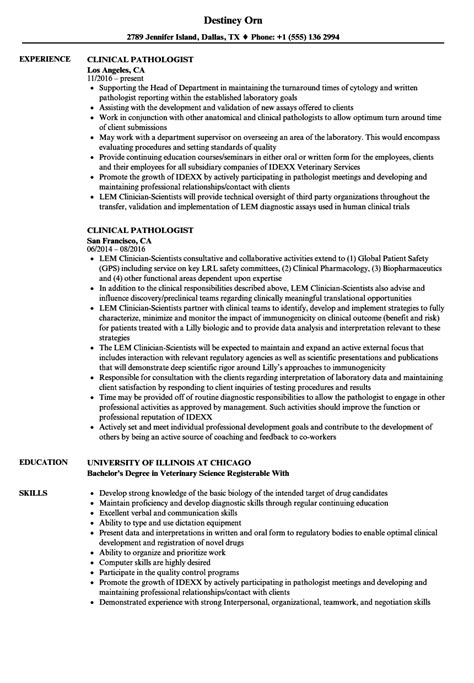 This lab technician resume can be used for applying the following job titles: Clinical Pathologist Resume Samples | Velvet Jobs