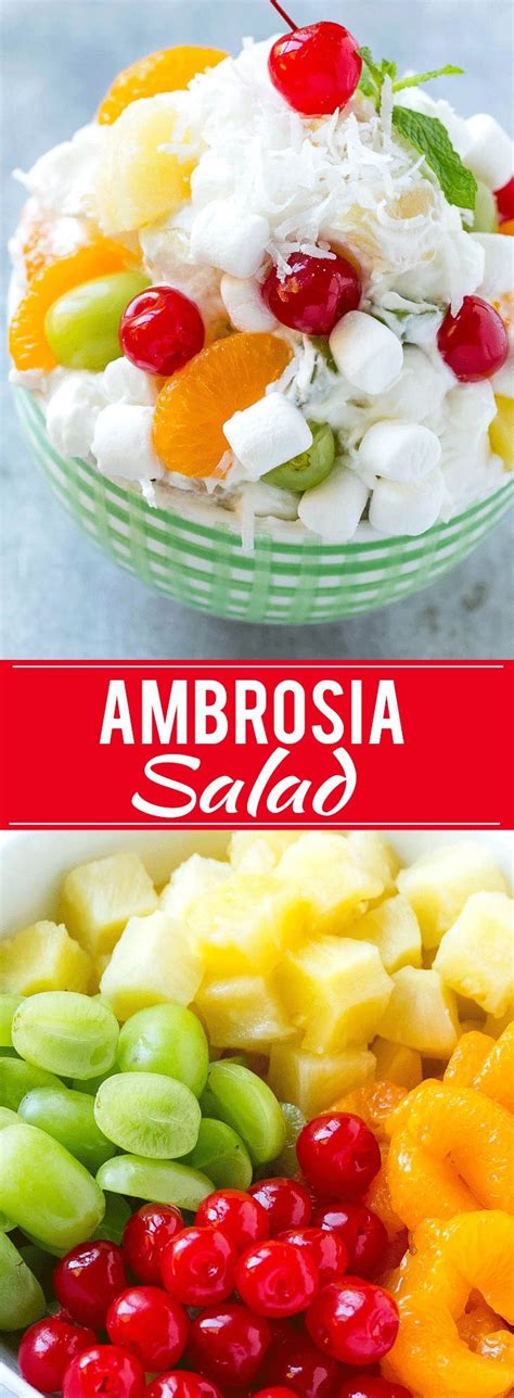 Drain the liquid from the pineapple and put the pineapple into the bowl. This recipe for ambrosia salad is a variety of colorful ...