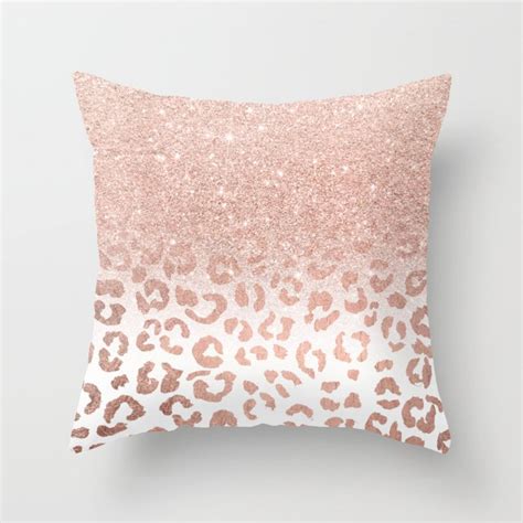 Trendy Modern Faux Rose Gold Glitter Ombre Leopard Pattern