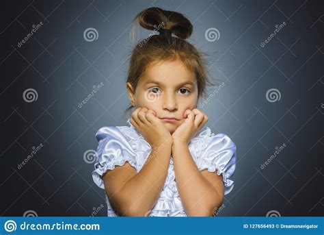 Closeup Sad Girl With Worried Stressed Face Expression Stock Image