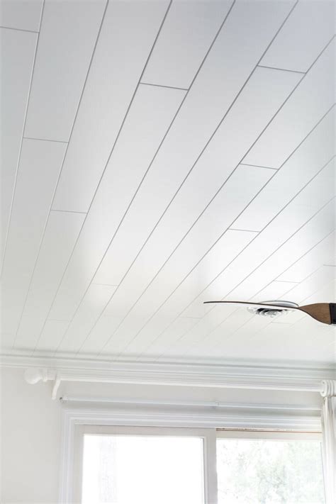 Armstrong Woodhaven Planks In Painted White On A Bedroom Ceiling Wood