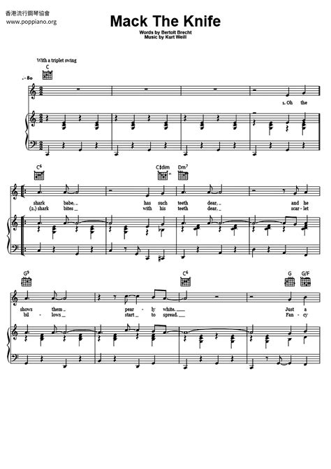 Bobby Darin Mack The Knife Sheet Music Pdf Free Score Download ★