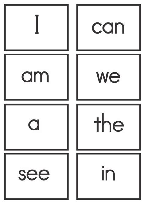 Kindergarten Sight Word Flash Cards Printable Second Grade Sight Words