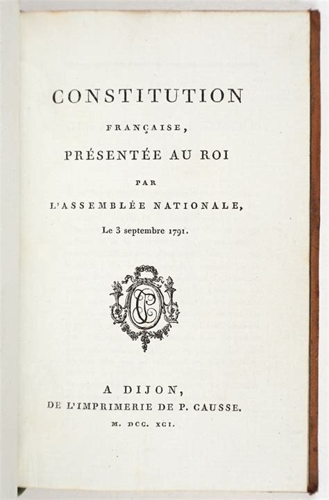 Constitution Fran Aise Constitution Fran Aise Pr Sent E Au Roi Par