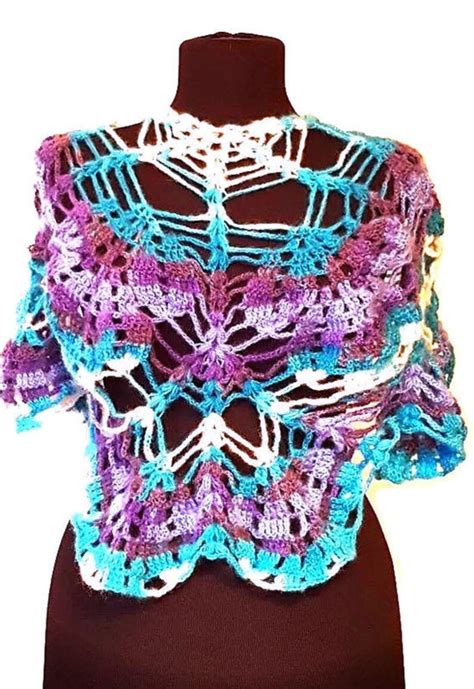 Sexy Beach Cover Up Blue Lace Cape See Through Triangle Etsy