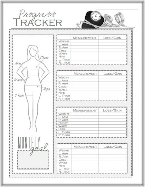 Printable Body Measurement Chart Weight Loss Printable Word Searches