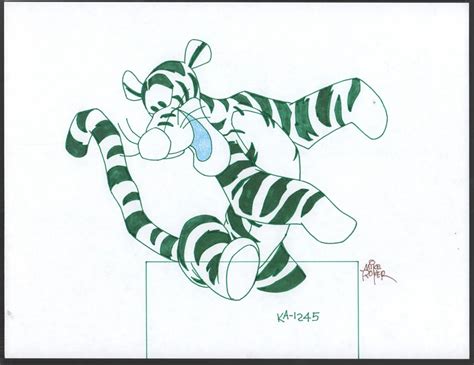 Winnie The Pooh Disney Green Ink Drawing Tigger The Tiger Ka