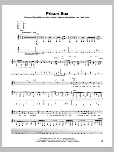 Prison Sex Sheet Music Tool Guitar Tab