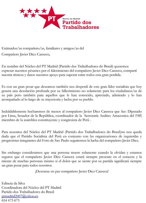 Carta De Pesame Empresarial
