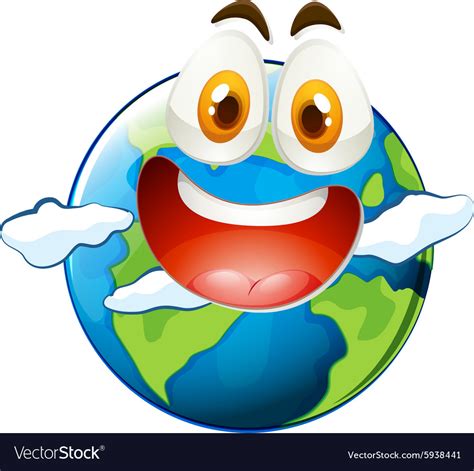 Earth With Happy Face Royalty Free Vector Image