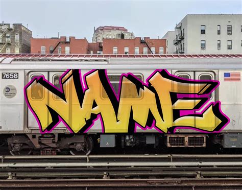 Custom Graffiti On Nyc Subway Train Street Art Style Name Print Digital