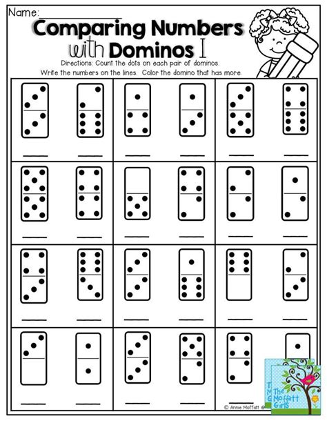 Comparing Numbers! Count the dots on the domino, write the number