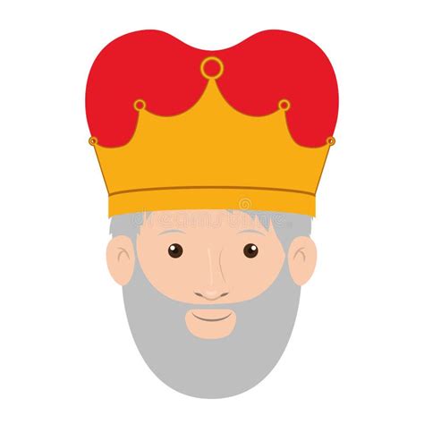 Colorful King Head With Crown And Gray Beard Stock Vector