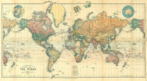 1898 World Map Reprint Mercators Projection World Map Etsy Uk