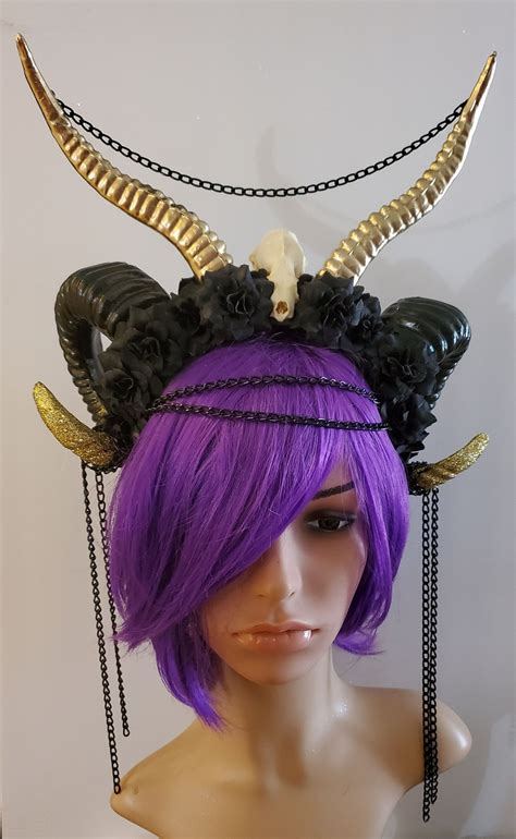 Horn Headdress Skull Horns Double Horns Halloween Ram Horns