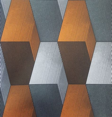 Grey And Orange Modern 3d Patterned Wallpaper X156 3031 Decor City