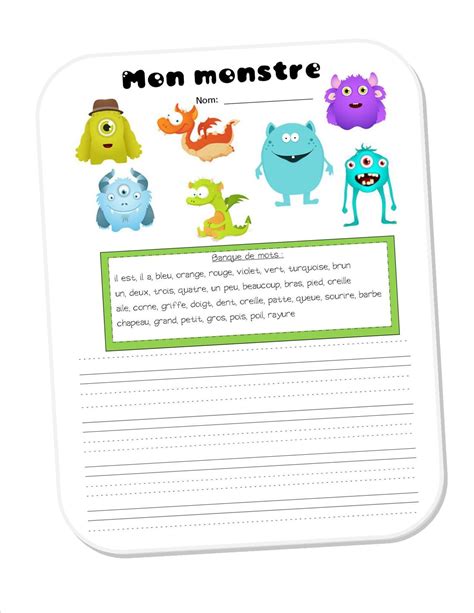 Mon Monstre Ce French Classroom French Adjectives Et Teaching French