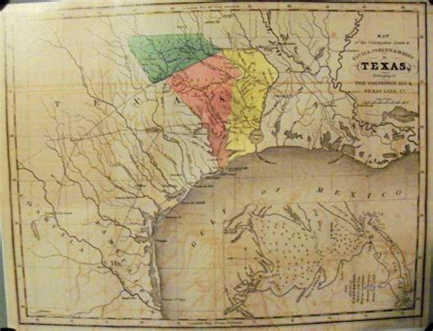 Texas 1835 Land Grant Map Galveston Bay Reprint