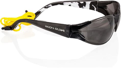 Body Glove 90214 V Line High Impact Safety Glasses Black Frame Smoke