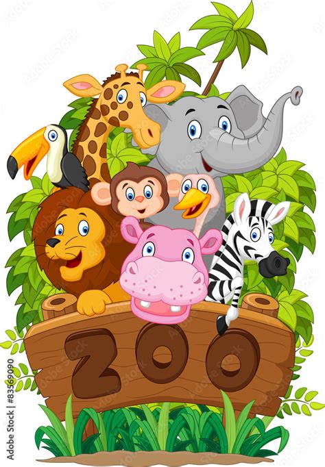 Illustration Collection Of Zoo Animals On White Background Stock Vector