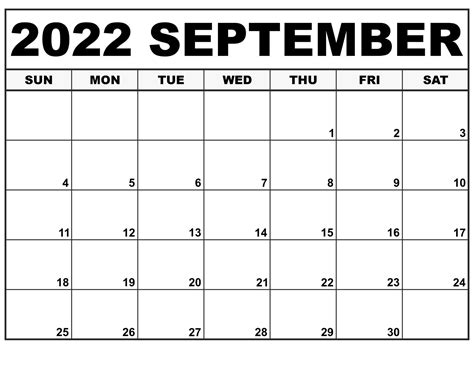 September 2022 Printable Calendar Focus On Your Productivity