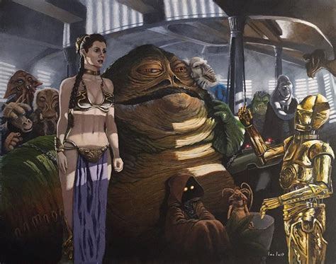 Slave Leia Stands Next Jabba Credit To The Original Artist Rslaveleiaandjabba