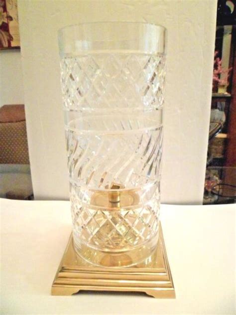 Elegant Large Antique Brass Crystal Hurricane Pillar Candle Holder17