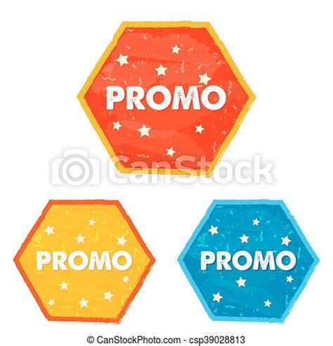 Promo And Stars Grunge Flat Vecto Promo And Stars Labels Text In