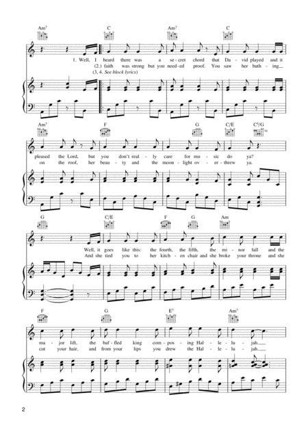 Hallelujah By Jeff Buckley Leonard Cohen Digital Sheet Music For Piano Vocal Guitar Download