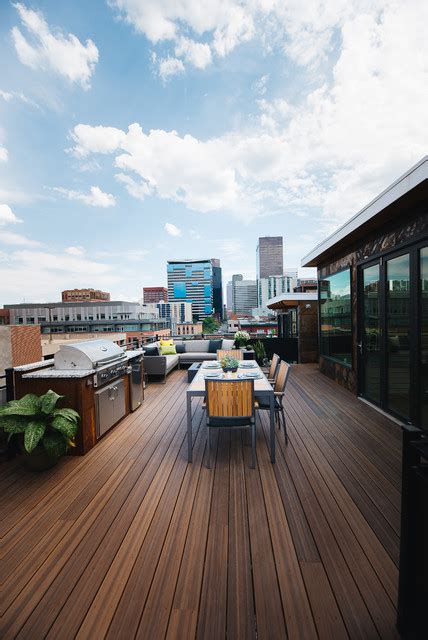 Downtown Living Rooftop Deck Envision Distinction Spiced Teak