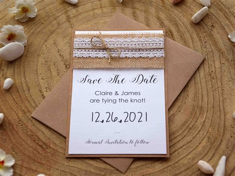 Rustic Lace Save The Date Wedding Cards Country Save The Date Cards