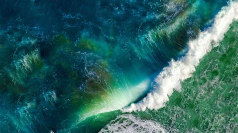Aerial View Of Greenery Blue Ocean Foam Waves 4k Hd Ocean Wallpapers