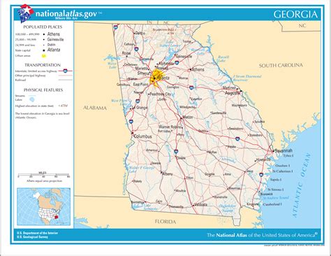 Large Detailed Map Of Georgia State Georgia State Large
