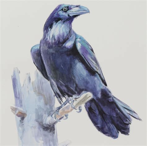 Forest Raven Watercolor Painting Ebth