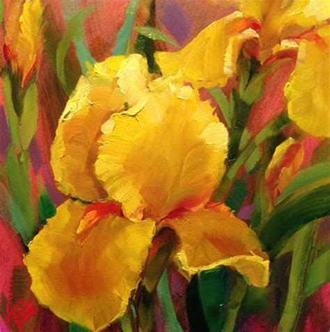 Dpw Original Fine Art Auction Yellow Irises Krista Eaton Original