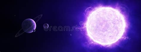 Purple Sun In Space With Planets Stock Illustration Image 60913257