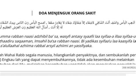 Bacaan Doa Saat Menjenguk Orang Sakit Dalam Islam Lengkap Dengan