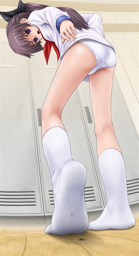 Eichikei Hakuto Shrink Academy Syukusyou Gakuen White Legwear 1girl Ass Bow Brown Hair