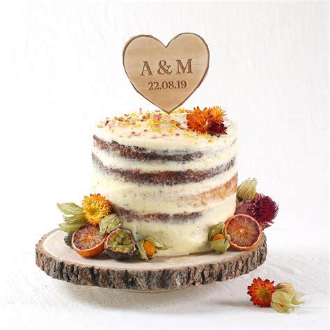 Personalised Wooden Heart Wedding Cake Decoration By Bombus