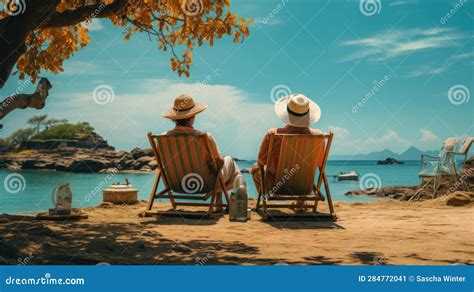 Serenity in Paradise: Retired Couple S Tropical Getaway Stock