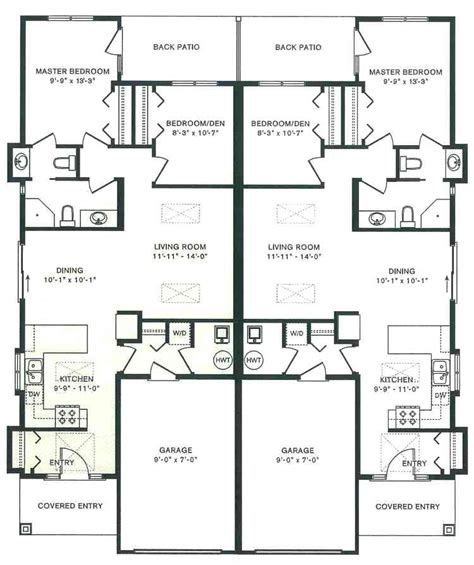 Next designpopular one story house plans and. Duplex House Plans Garage Middle - Home Building Plans ...