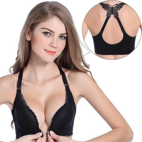 Sexy Top Bra Butterfly Y Line Straps Gathering Women Push Up Cup Front Buckle Sexy Bras Lace